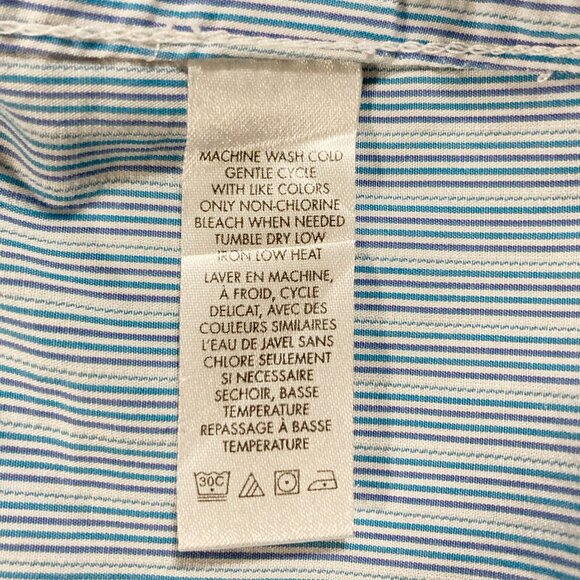 CALVIN KLEIN Men's blue vertical striped button-down shirt ~ LARGE button-down - Picture 10 of 12